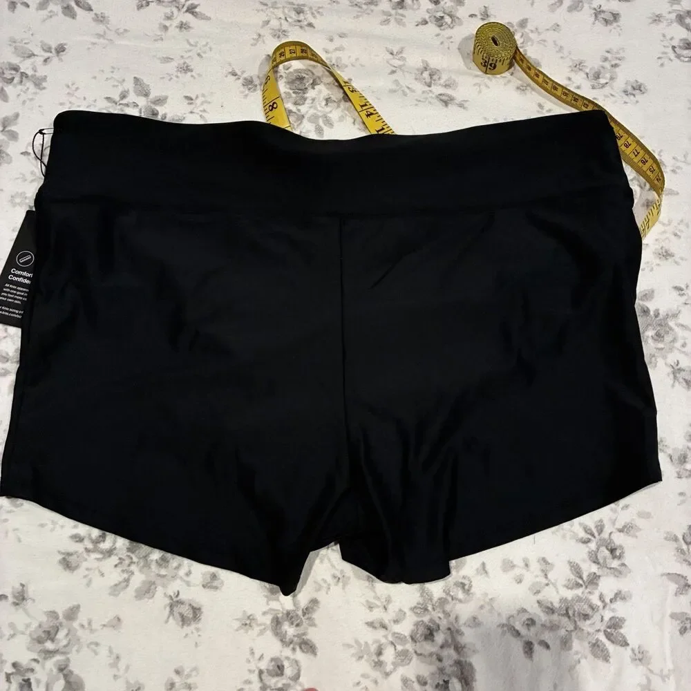 NWT Knix Womens XXL Black High Rise Boy Shorts Swim Bottoms